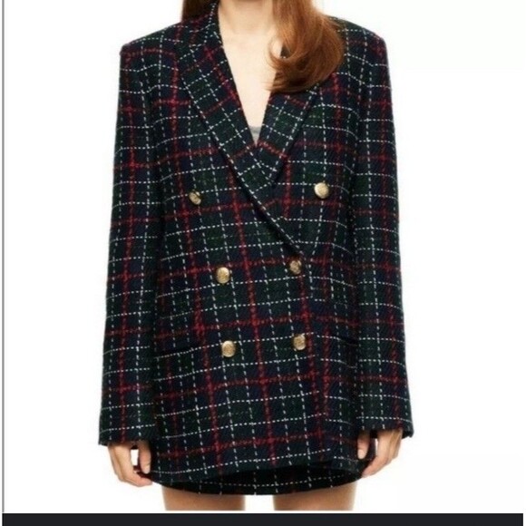 Zara Jackets & Blazers - Zara Plaid Blazer in Red and Black
